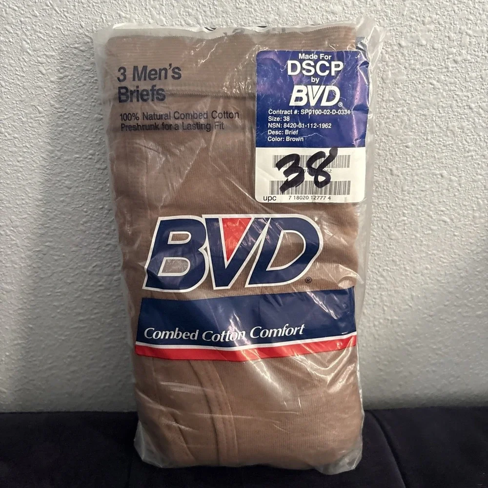 Lot of 4 Vintage BVD Combed Cotton Mens Briefs Size 38 Brown 12 Pairs USA NOS